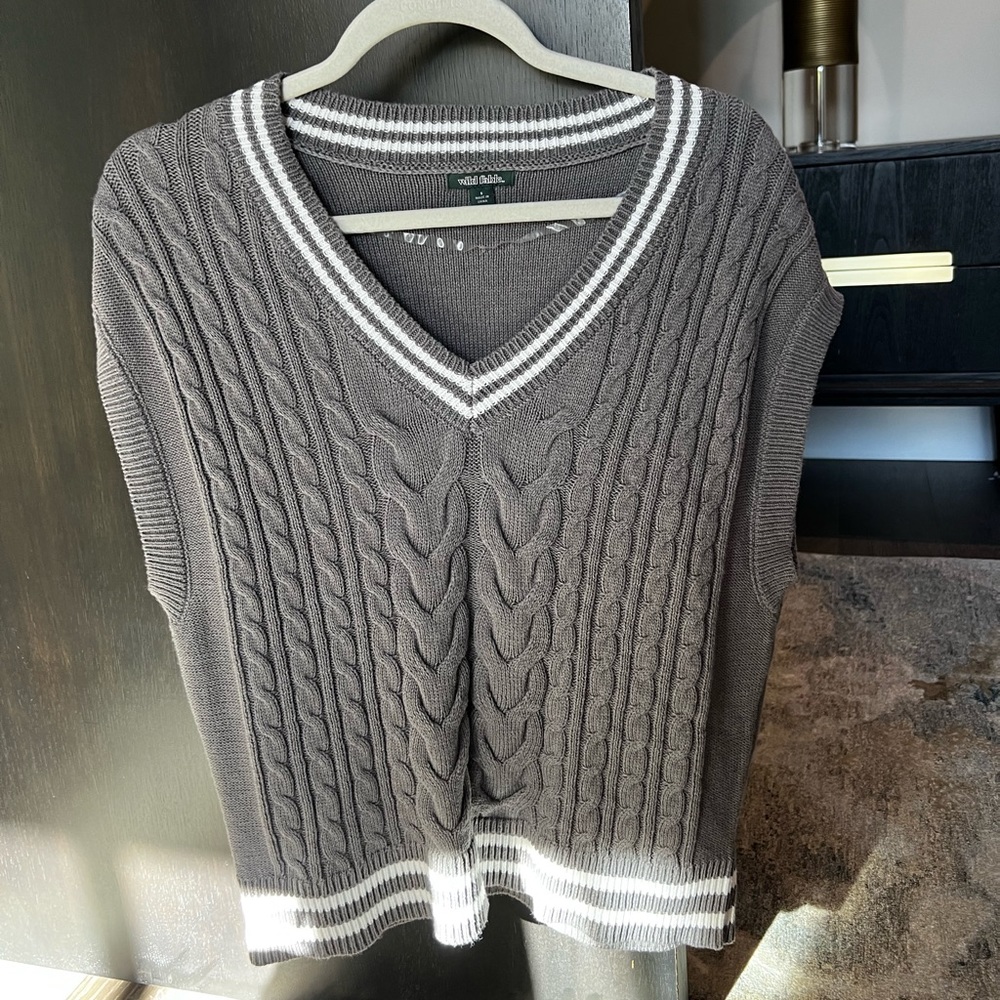 Wild Fable Grey Cable Knit Sweater Vest